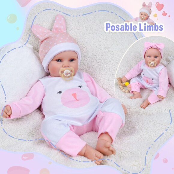 🆕20Inch Realistic Soft Vinyl With Weighted Cloth Body Emily Girl Reborn Baby - Picture 5 of 8